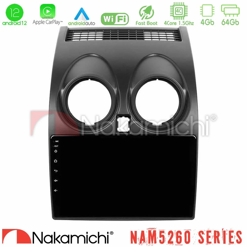 Φωτογραφία προϊόντος: Nakamichi NAM5260 Series 4Core Android12 4+64GB Nissan Qashqai J10 Navigation Multimedia Tablet 9 Με Carplay & Android Auto