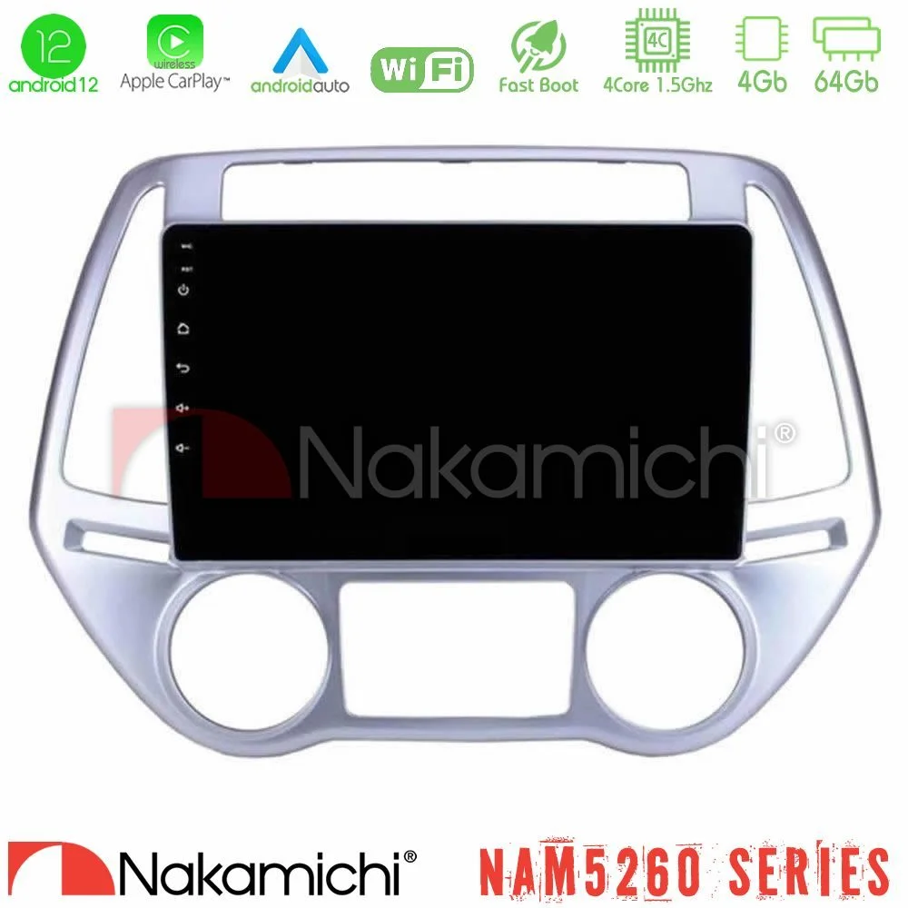Φωτογραφία προϊόντος: Nakamichi NAM5260 Series 4Core Android12 4+64GB Hyundai i20 2012-2014 Navigation Multimedia Tablet 9 Με Carplay & Android Auto