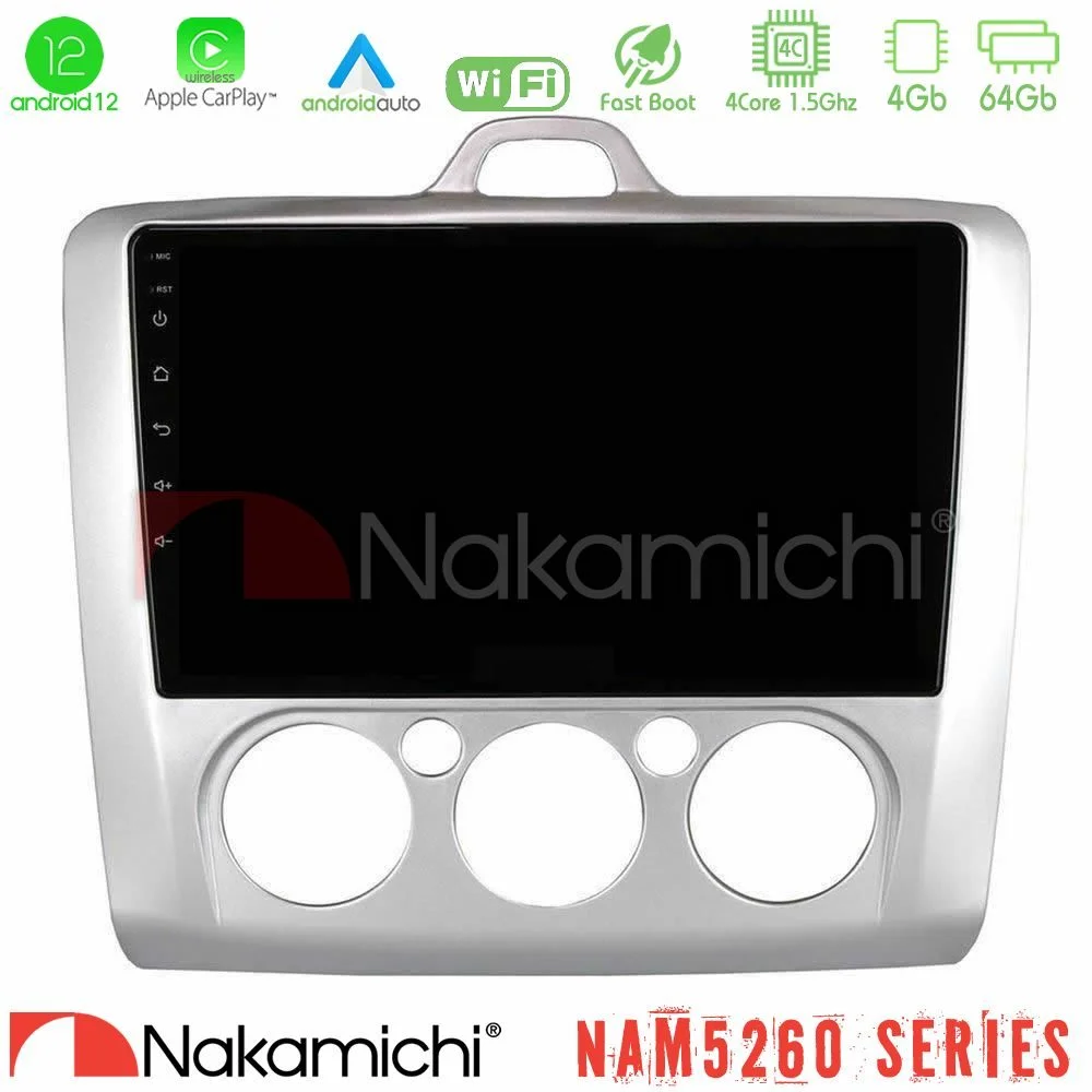 Φωτογραφία προϊόντος: Nakamichi NAM5260 Series 4Core Android12 4+64GB Ford Focus Manual AC Navigation Multimedia Tablet 9 Με Carplay & Android Auto