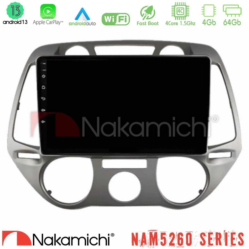 Φωτογραφία προϊόντος: Nakamichi NAM5260 Series 4Core Android13 4+64GB Hyundai i20 2009-2012 Manual A/C Navigation Multimedia Tablet 9 Με Carplay & Android Auto