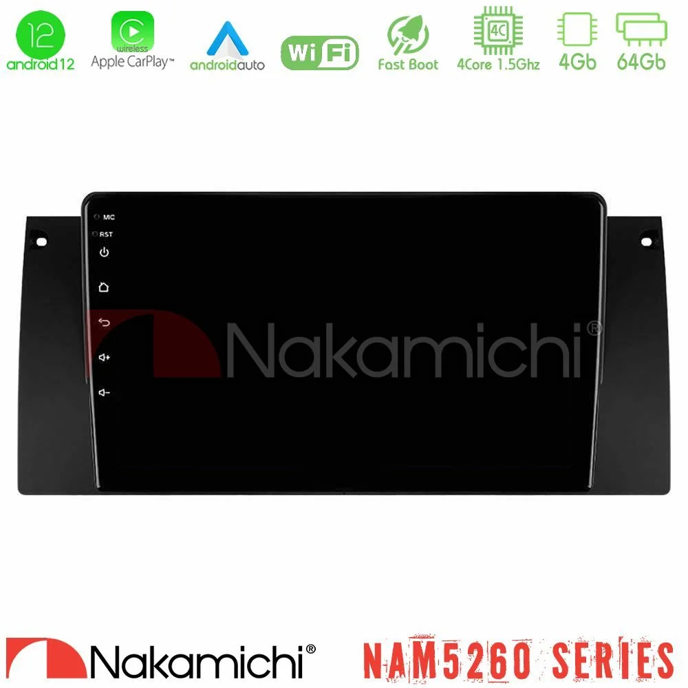 Φωτογραφία προϊόντος: Nakamichi NAM5260 Series 4Core Android12 4+64GB BMW 5 Series (E39) / X5 (E53) Navigation Multimedia Tablet 9 Με Carplay & Android Auto