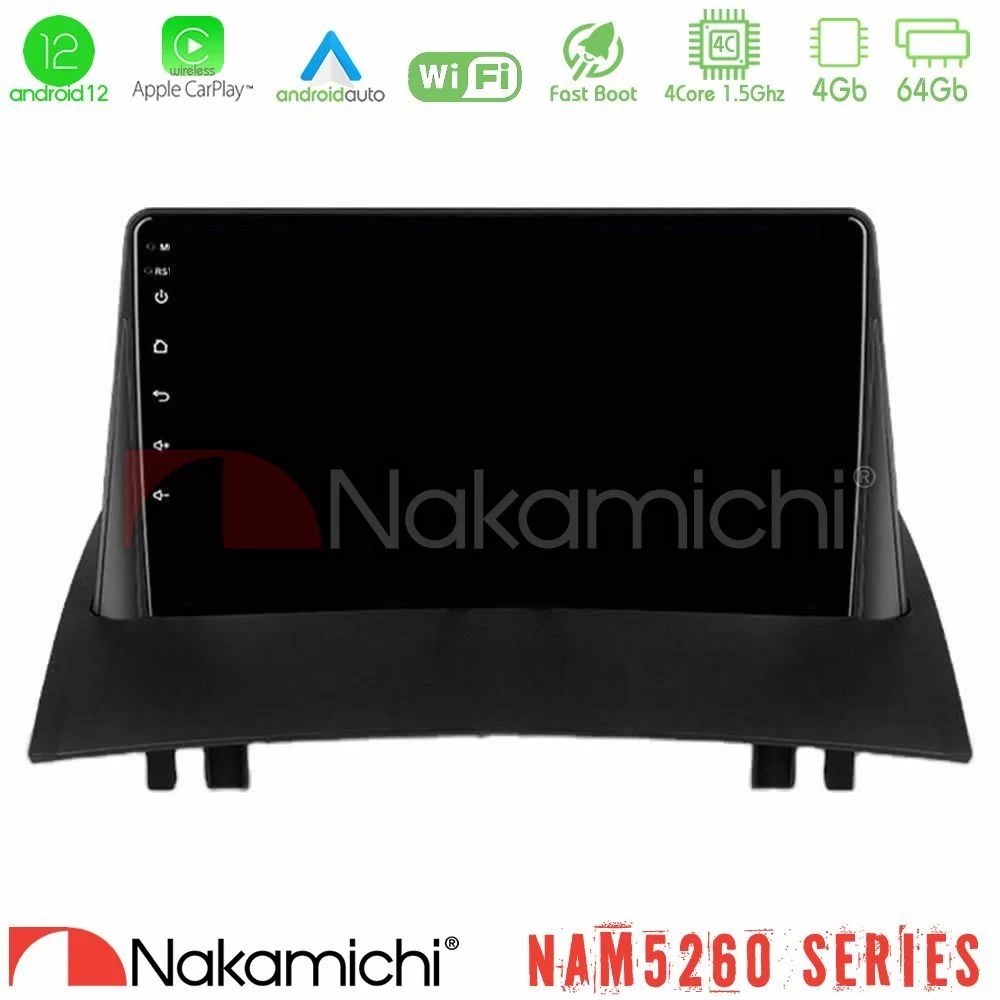 Φωτογραφία προϊόντος: Nakamichi NAM5260 Series 4Core Android12 4+64GB Renault Megane 2 2002-2008 Navigation Multimedia Tablet 9 Με Carplay & Android Auto