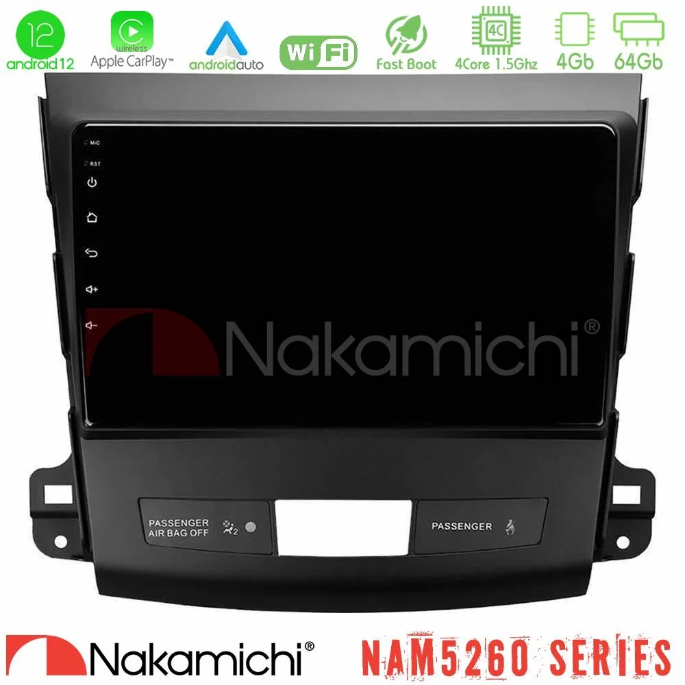 Φωτογραφία προϊόντος: Nakamichi NAM5260 Series 4Core Android12 4+64GB Mitsubishi Outlander/Citroen C-Crosser/Peugeot 4007 Navigation Multimedia Tablet 9 Με Carplay & Android Auto