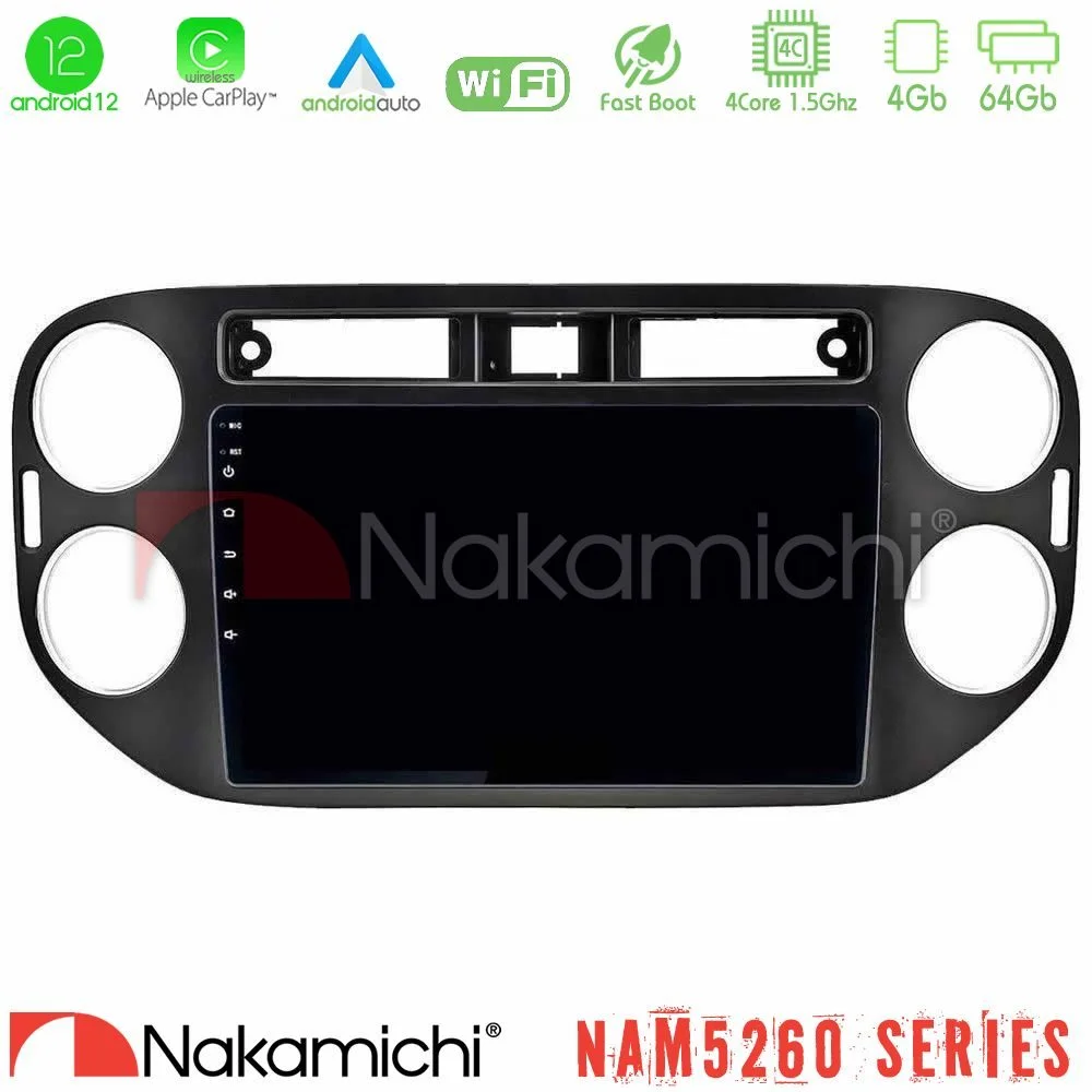 Φωτογραφία προϊόντος: Nakamichi NAM5260 Series 4Core Android12 4+64GB VW Tiguan Navigation Multimedia Tablet 9 (23mm alarm button) Με Carplay & Android Auto