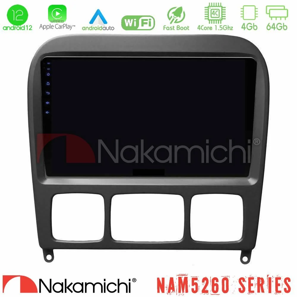 Φωτογραφία προϊόντος: Nakamichi NAM5260 Series 4Core Android12 4+64GB Mercedes S Class 1999-2004 (W220) Navigation Multimedia Tablet 9 Με Carplay & Android Auto