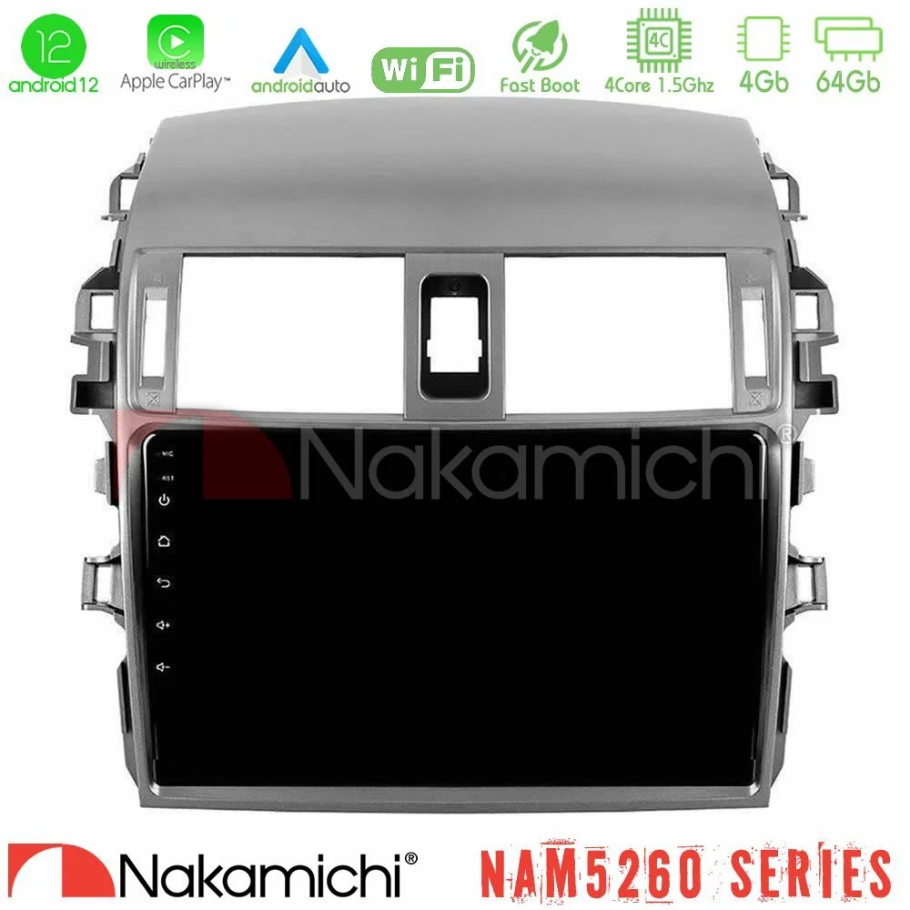 Φωτογραφία προϊόντος: Nakamichi NAM5260 Series 4Core Android12 4+64GB Toyota Corolla 2008-2010 Navigation Multimedia Tablet 9 Με Carplay & Android Auto