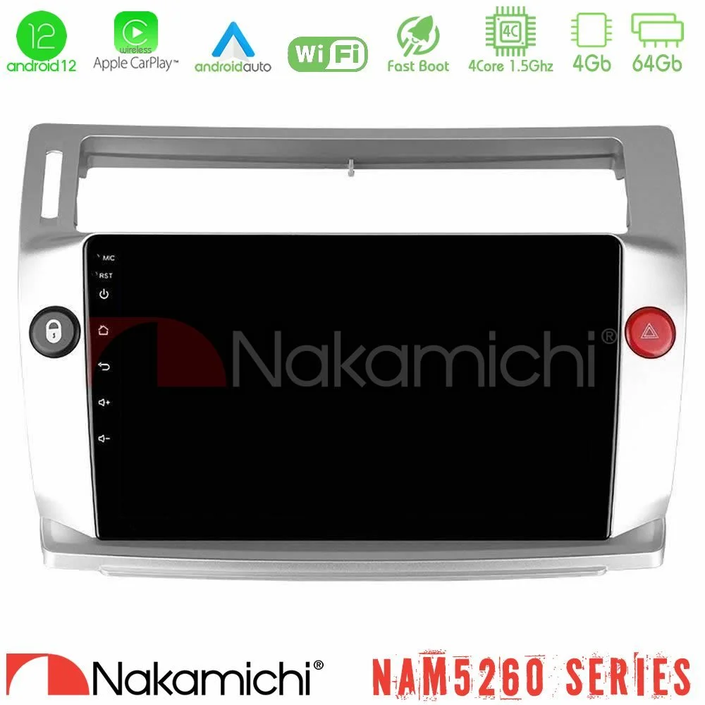 Φωτογραφία προϊόντος: Nakamichi NAM5260 Series 4Core Android12 4+64GB Citroen C4 2004-2010 Navigation Multimedia Tablet 9 Με Carplay & Android Auto