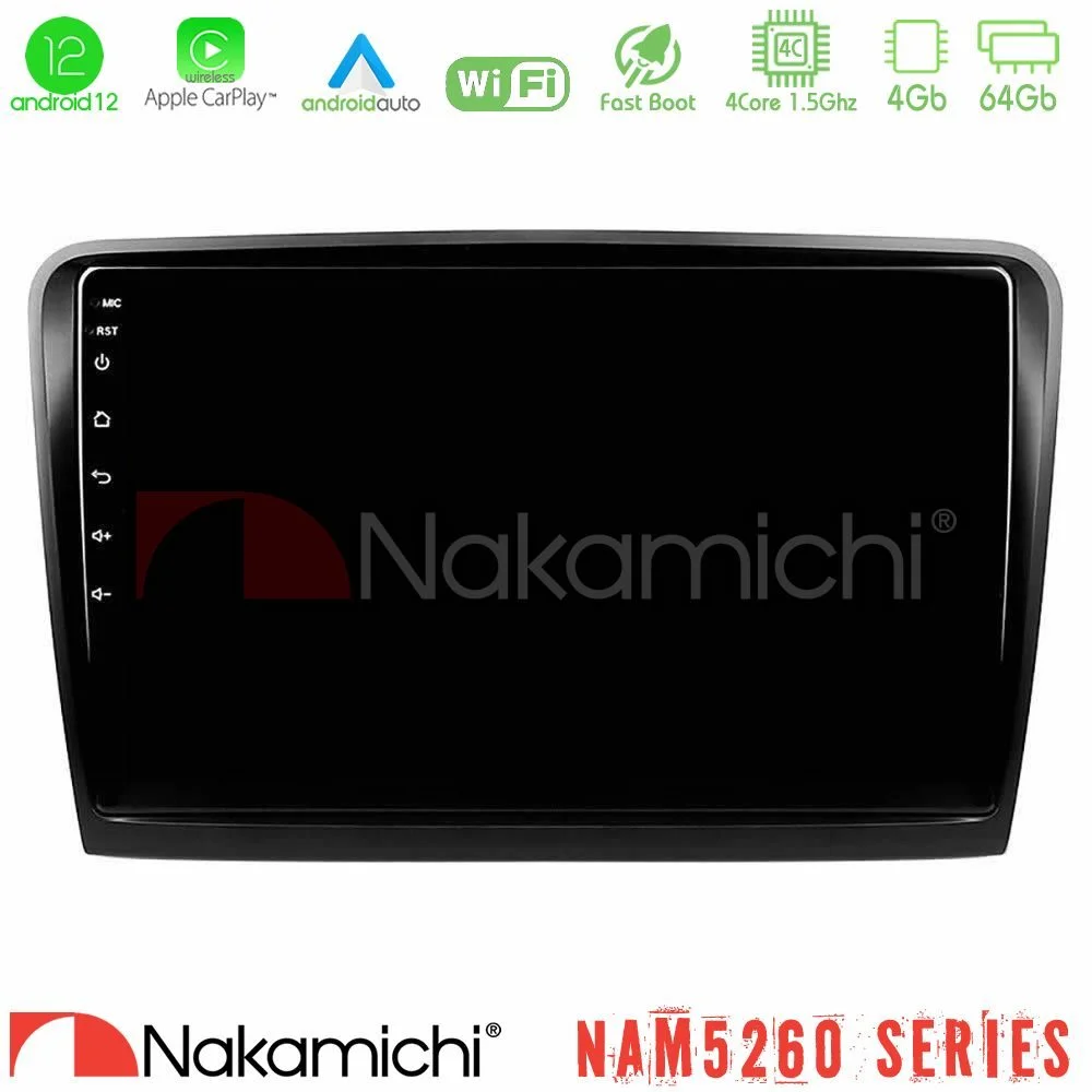 Φωτογραφία προϊόντος: Nakamichi NAM5260 Series 4Core Android12 4+64GB Skoda Superb 2008-2015 Navigation Multimedia Tablet 10 Με Carplay & Android Auto
