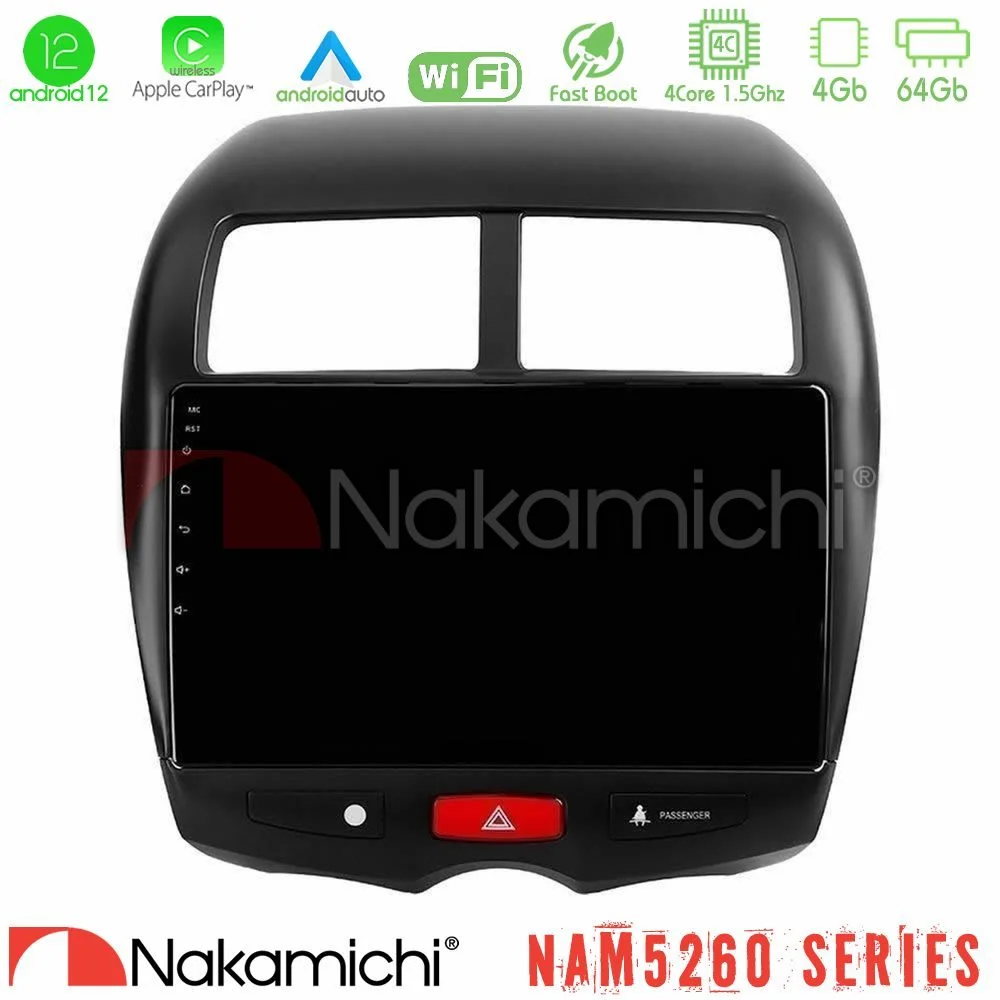 Φωτογραφία προϊόντος: Nakamichi NAM5260 Series 4Core Android12 4+64GB Mitsubishi ASX Navigation Multimedia Tablet 10 Με Carplay & Android Auto