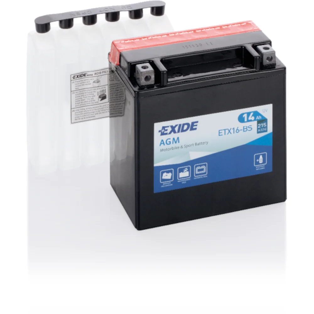 Φωτογραφία προϊόντος: Exide Technologies Μπαταρία μοτοσυκλέτας EXIDE ETX16-BS 12V 14Ah