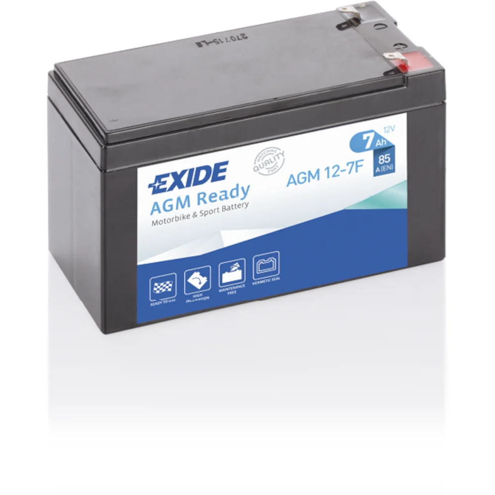 Φωτογραφία προϊόντος: Exide Technologies Μπαταρία μοτοσυκλέτας EXIDE AGM12-7F 12V 7Ah