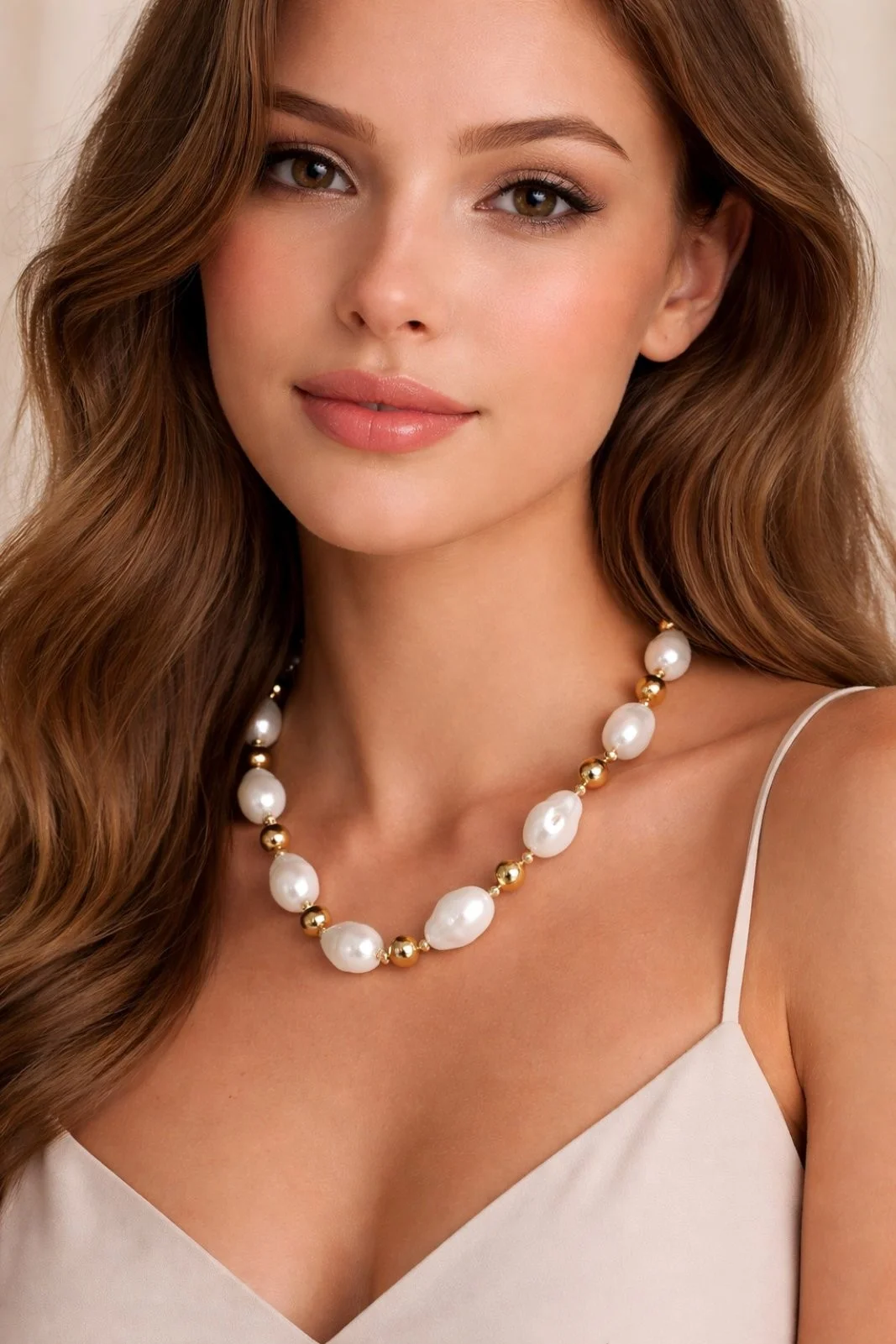 Φωτογραφία προϊόντος: ELUNA Aurora Necklace -Κολιέ με Λευκές Πέρλες & Χρυσκές Λεπτομέρειες