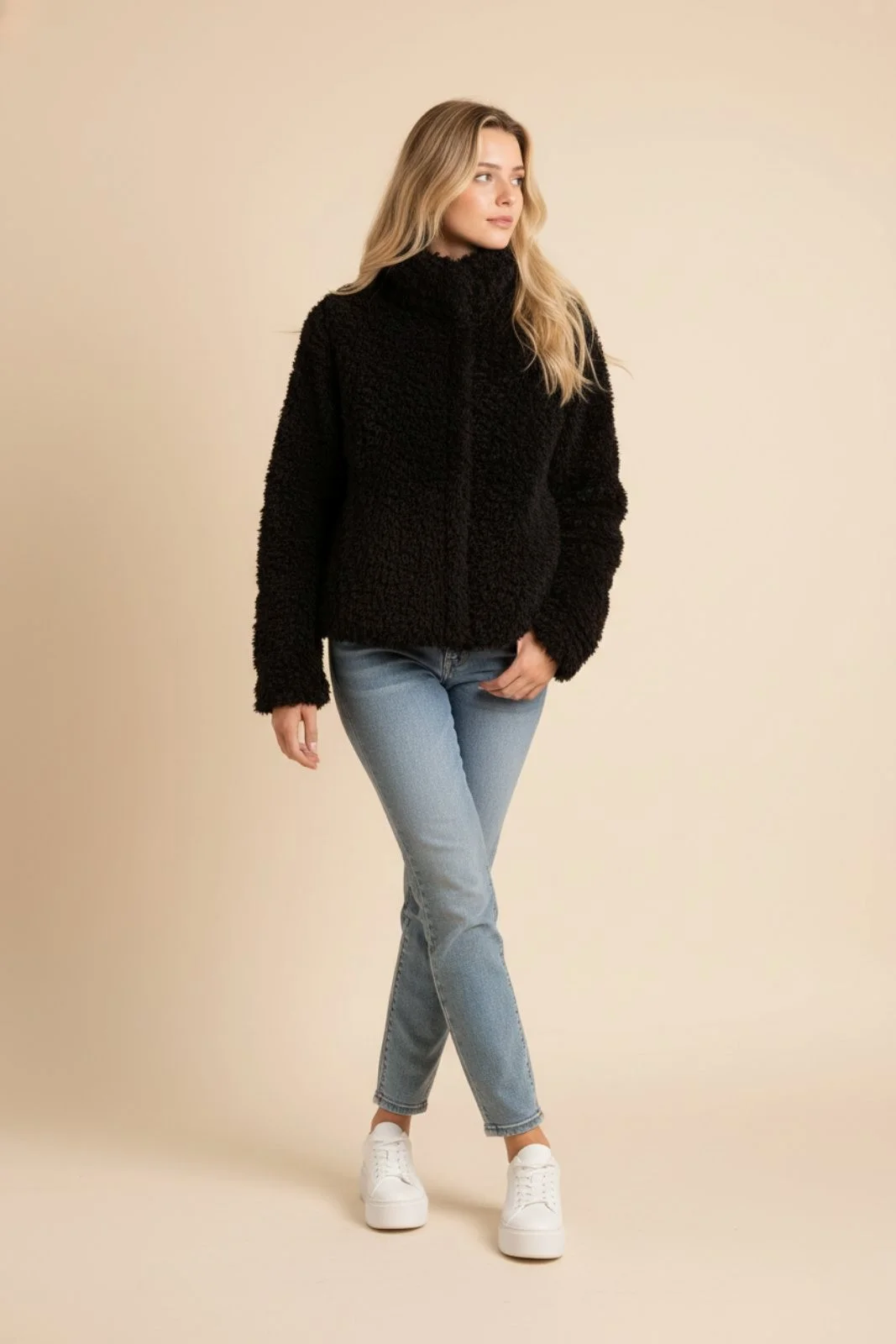 Φωτογραφία προϊόντος: ELUNA Urban Cozy Black Γυναικείο Teddy Μπουφάν με Επένδυση