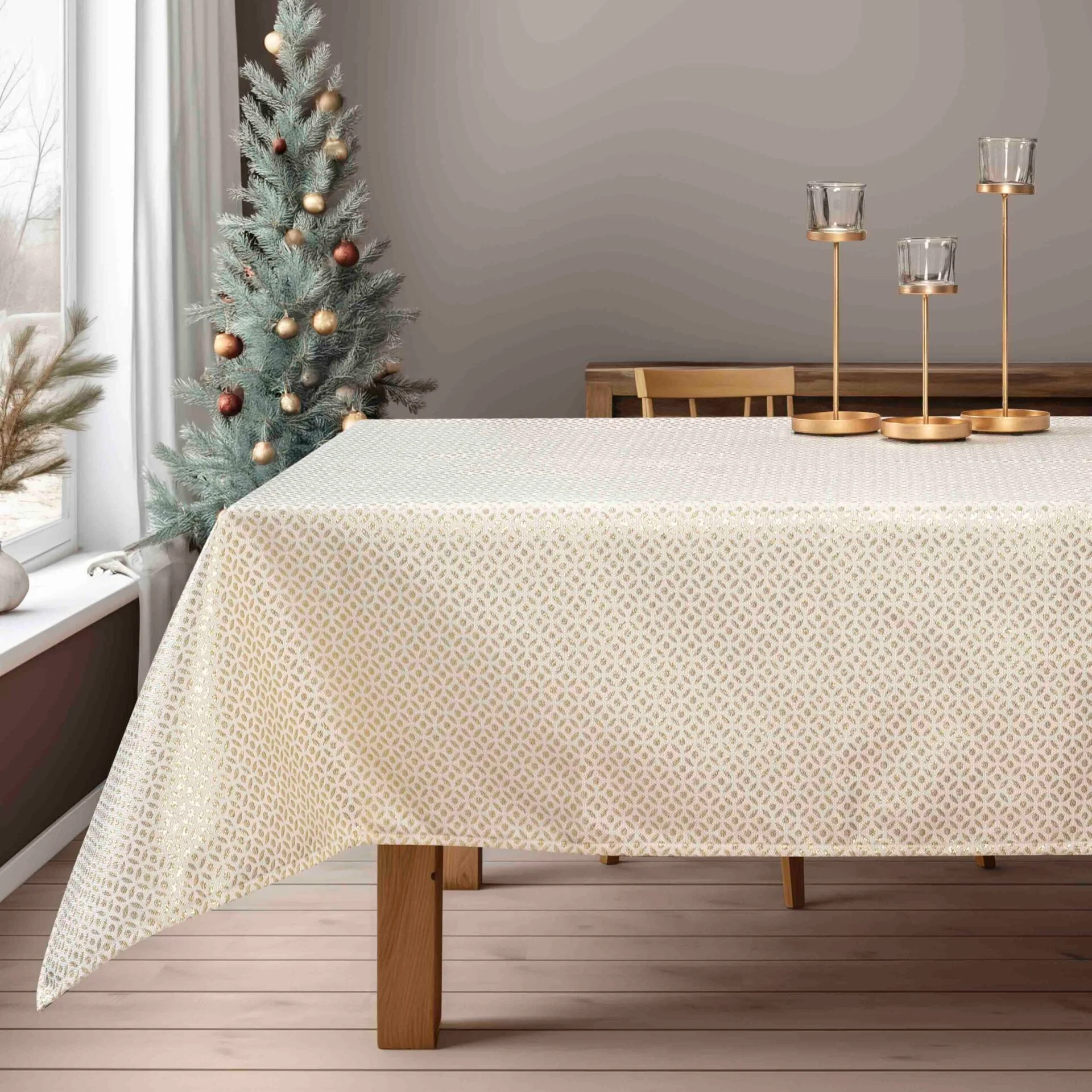 Φωτογραφία προϊόντος: Beauty Home ΤΡΑΠΕΖΟΜΑΝΤΗΛΟ ΖΑΚΑΡ ΕΚΡΟΥ- ΧΡΥΣΟ 135 x 220 cm