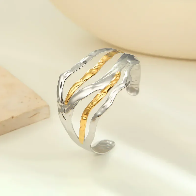 Φωτογραφία προϊόντος: Peach Jewelry Βραχιόλι Βίντατζ Στυλ Κλασικό Γεωμετρικό Χρώμα Χρυσό Ασημί Από Ανοξείδωτο Ατσάλι 304