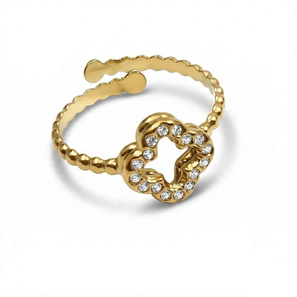Φωτογραφία προϊόντος: OEM Leaf shiny gold ring γυναικείο δαχτυλίδι