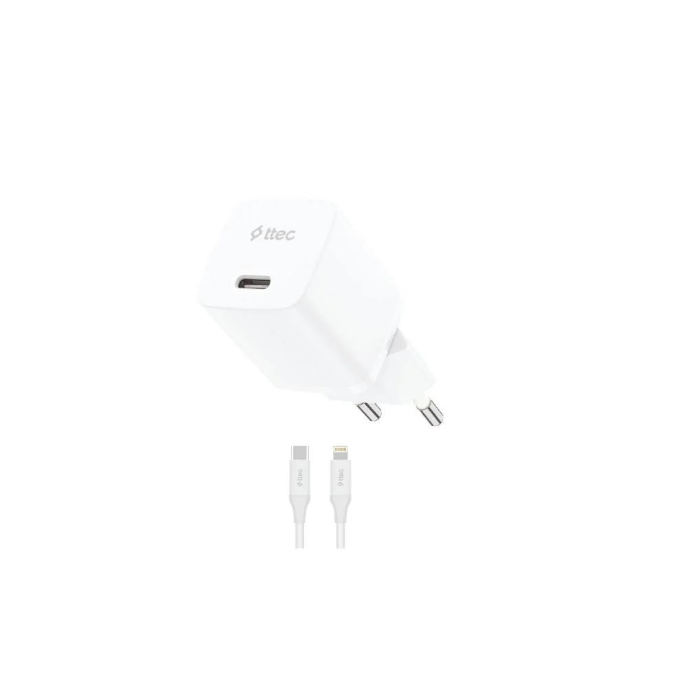 Φωτογραφία προϊόντος: ttec SmartCharger GAN 20W PD Travel Fast Charger + USB-C - Lightning Cable 150cm White (2SCG20LB) (TTEC2SCG20LB)