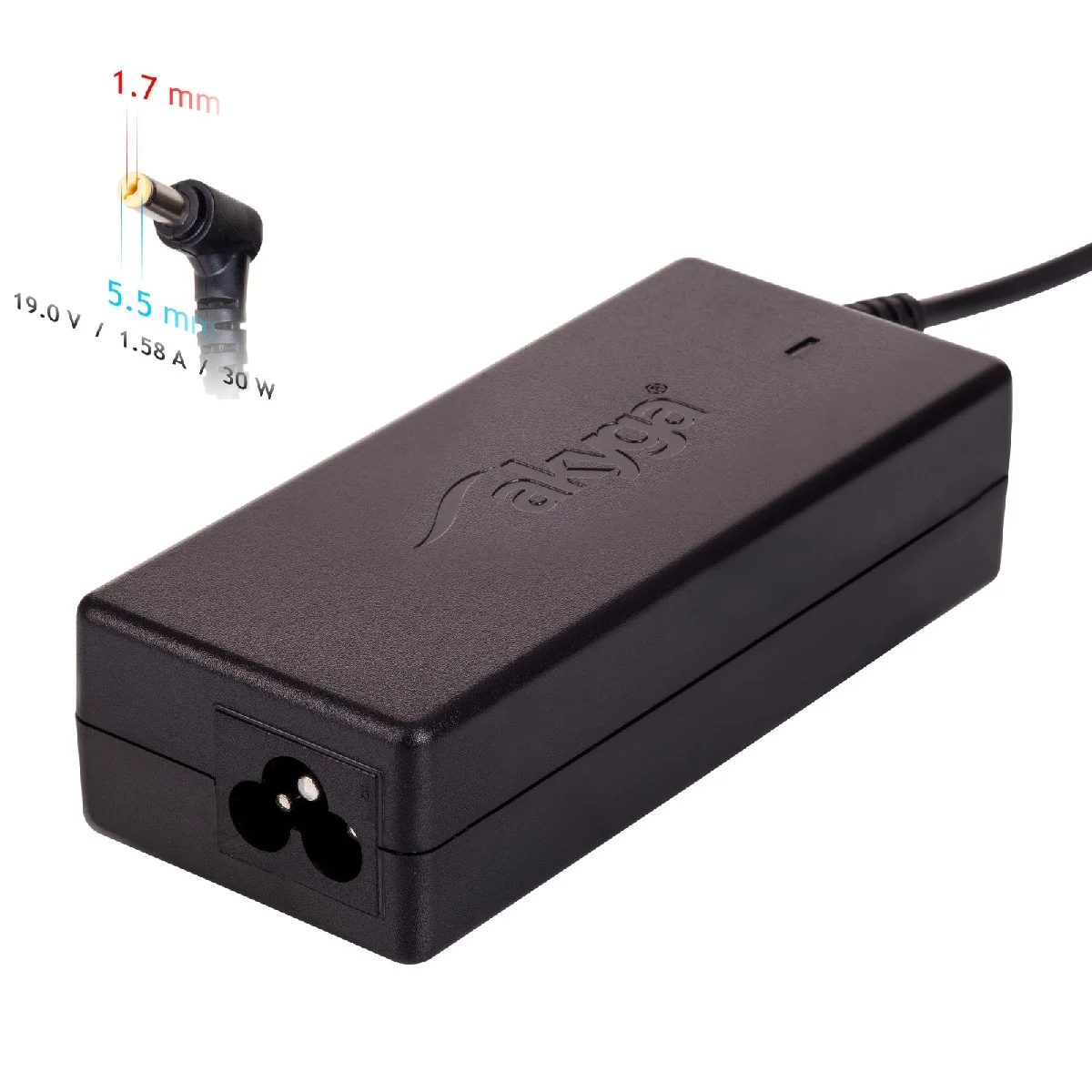 Φωτογραφία προϊόντος: Τροφοδοτικό Notebook Akyga AK-ND-21 19V /1.58A 30W 5.5x1.7mm ACER 1.2m