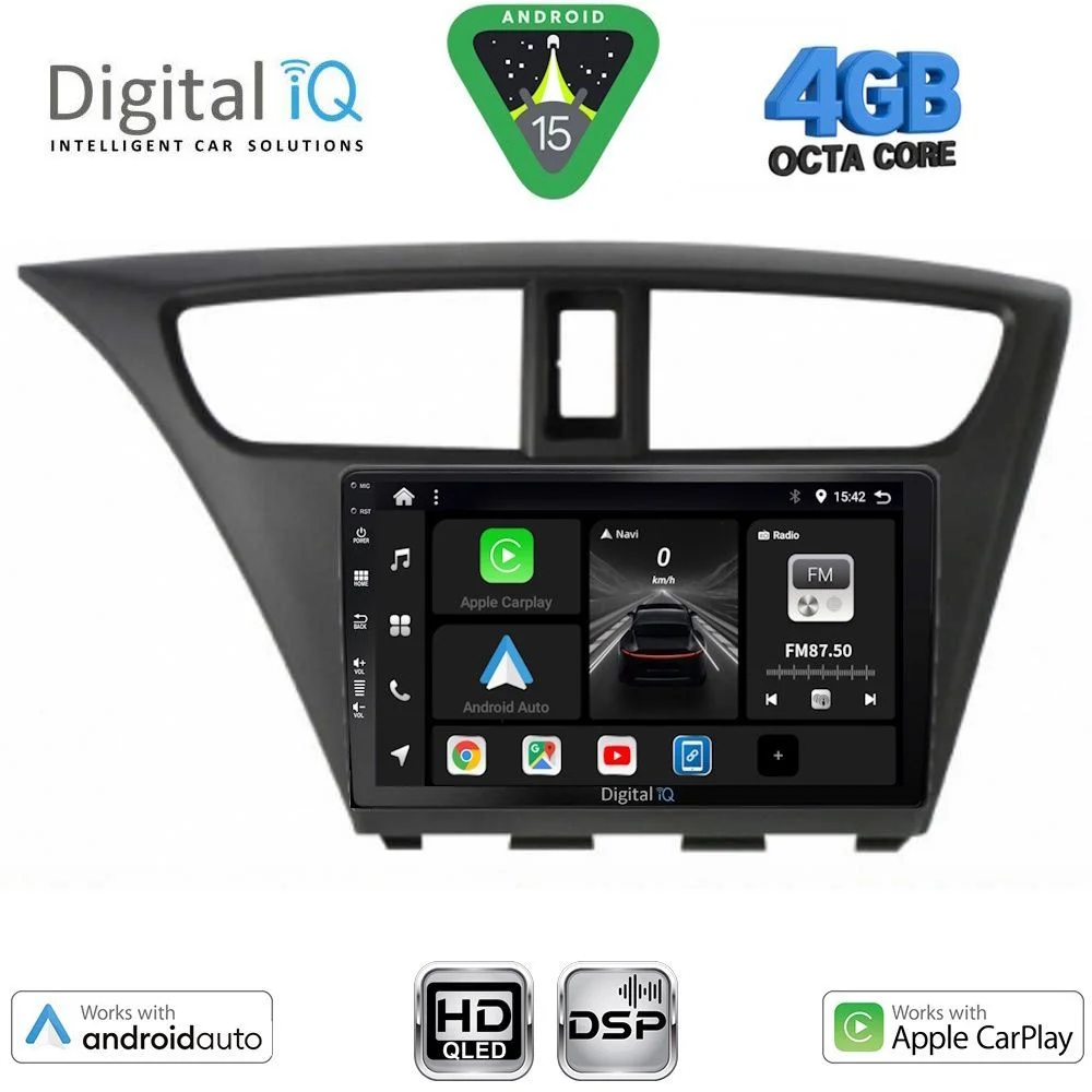 Φωτογραφία προϊόντος: DIGITAL IQ BXF 16190_CPAA (9inc) MULTIMEDIA TABLET for HONDA CIVIC mod. 2012-2016