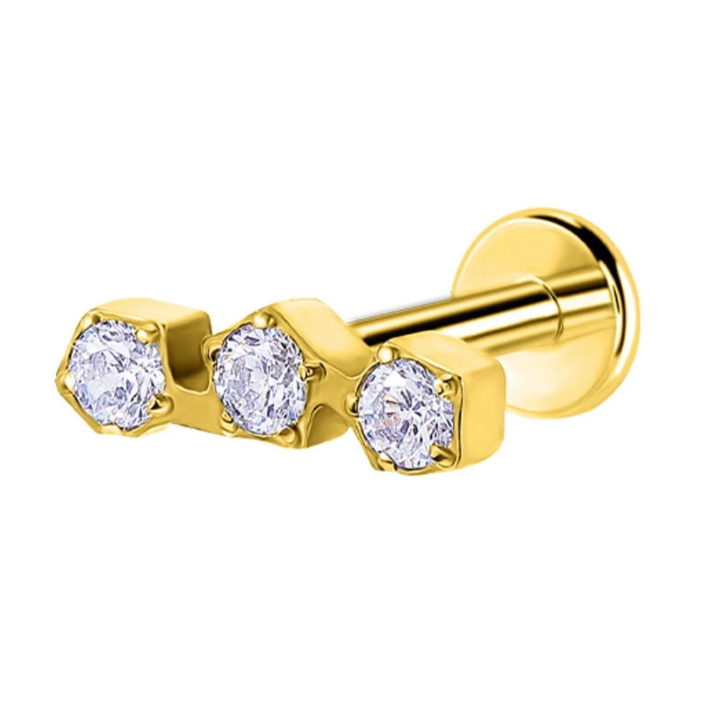 Φωτογραφία προϊόντος: Nire Piercing αυτιού με τριπλό ζιργκόν από Τιτάνιο SS137A