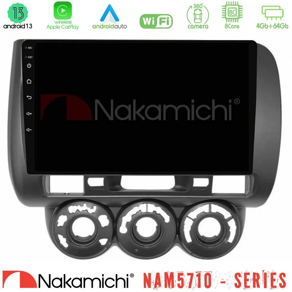 Φωτογραφία προϊόντος: Nakamichi NAM5710 Series 8Core Android13 4+64GB Honda Jazz (Fit) 2002-2008 (RHD) Manual A/C Navigation Multimedia Tablet 9