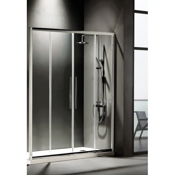 Φωτογραφία προϊόντος: Devon Flow Slider Chrome SL2F170C-100+1xF3 171-174x195cm Clean Glass Πόρτα Ντουζιέρας Με 2 Σταθερά & 2 Συρόμενα Φύλλα