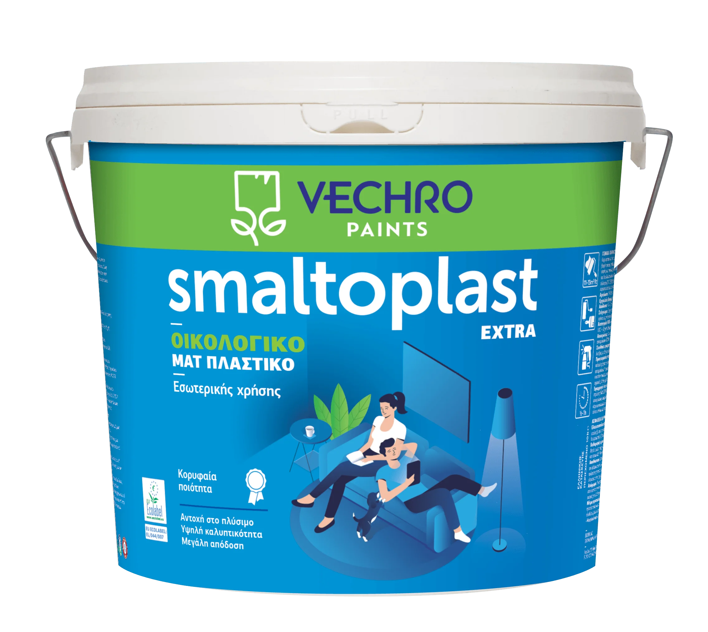 Φωτογραφία προϊόντος: Vechro Smaltoplast Extra Οικολογικό Πλαστικό Χρώμα Εσωτερικού Χώρου Ματ