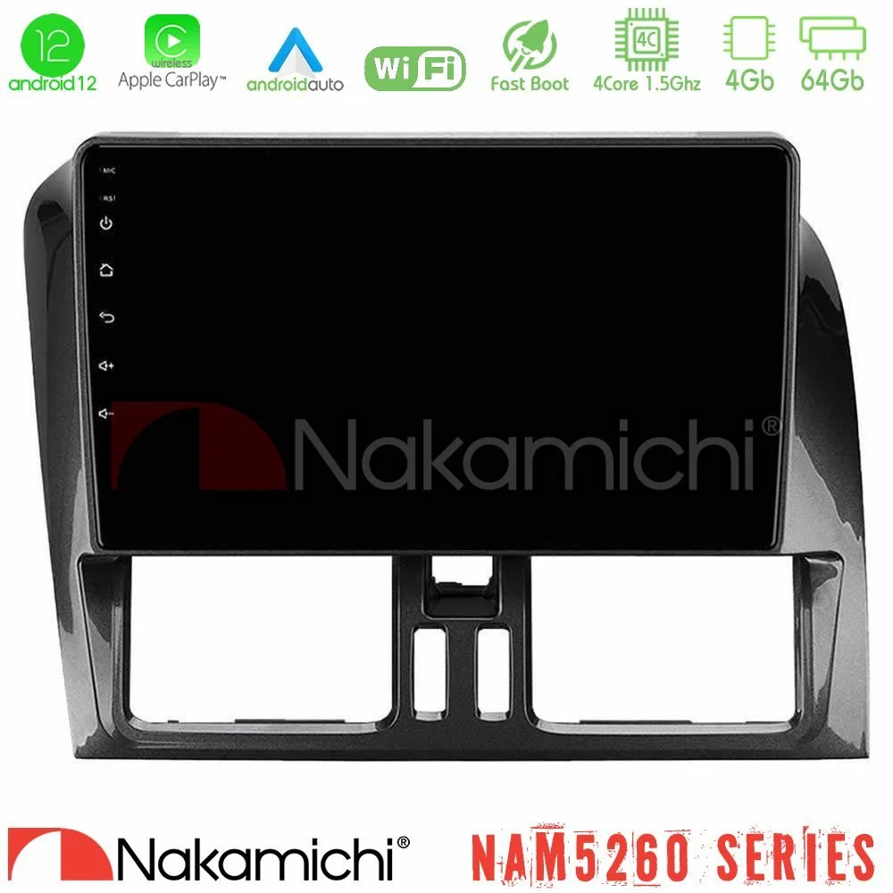 Φωτογραφία προϊόντος: Nakamichi NAM5260 Series 4Core Android12 4+64GB Volvo XC60 2009-2012 Navigation Multimedia Tablet 9 Με Carplay & Android Auto
