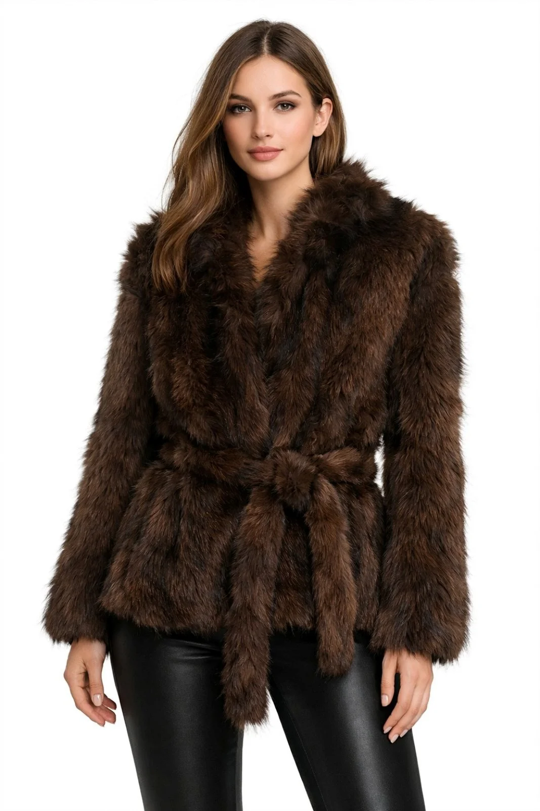 Φωτογραφία προϊόντος: ELUNA Stella Dark Brown Belted Γυναικεία Γούνα με Ζώνη