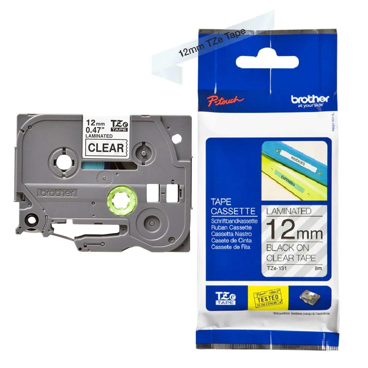 Φωτογραφία προϊόντος: Labelling Tape Cassette Brother TZE-131 12mm Black On Transparent Tape - TZE131