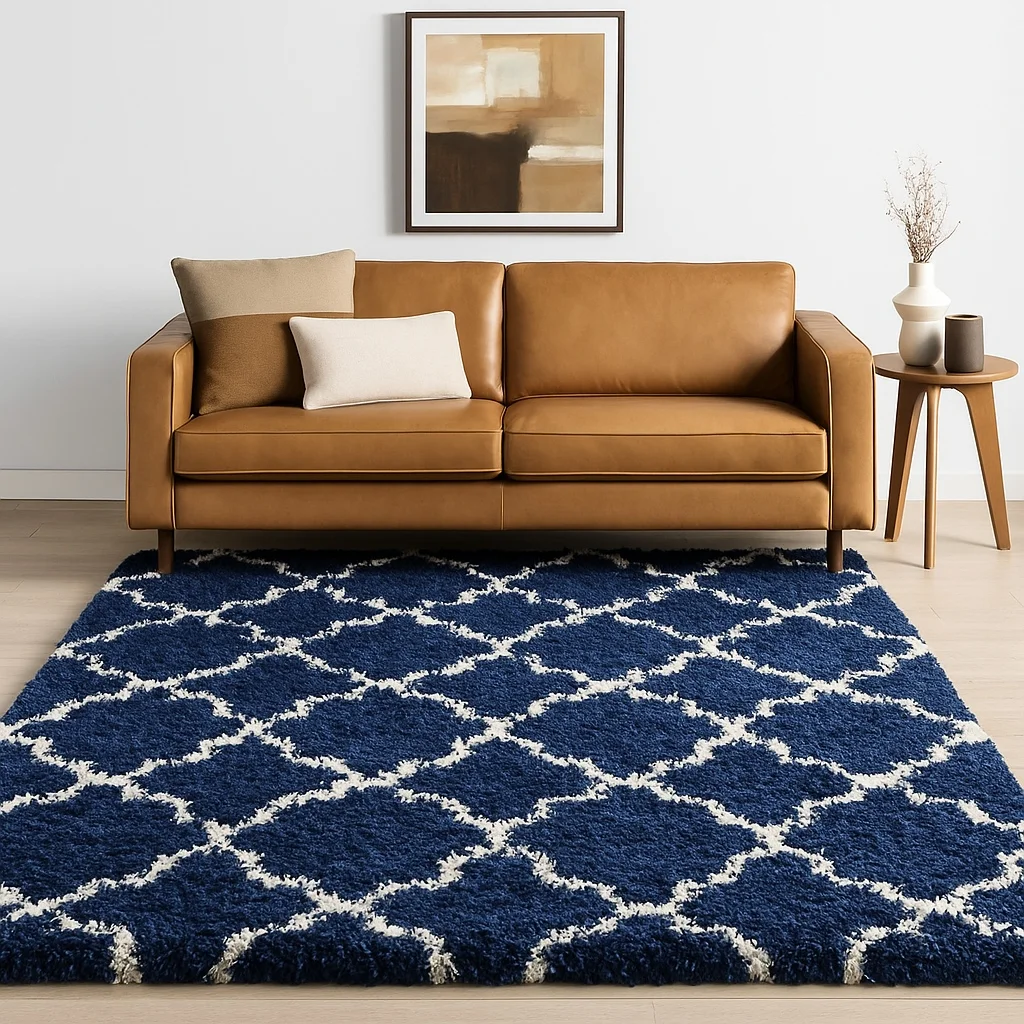 Φωτογραφία προϊόντος: Saray Home Χαλιά Shaggy Moroccan Woven 283BL Μπλε-ιβουάρ 160x220cm