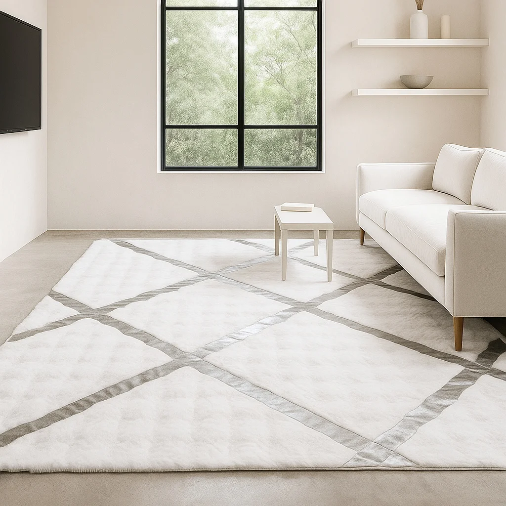 Φωτογραφία προϊόντος: Saray Home Γούνινο Χαλί Σετ Κρεβατοκάμαρας 3τμχ Rabbit Luxurius DSN05-WHSLV-SET Λευκό-ασημί180X200280X150