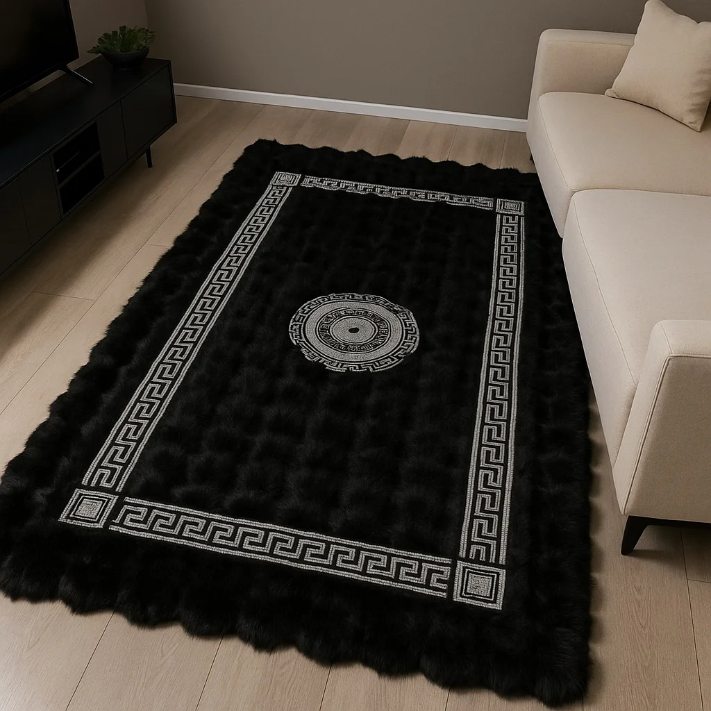 Φωτογραφία προϊόντος: Saray Home Γούνινο Χαλί Σετ Κρεβατοκάμαρας 3τμχ Rabbit Luxurius DSN07-BLCSLV-SET Μαύρο-ασημί 180X200280X150