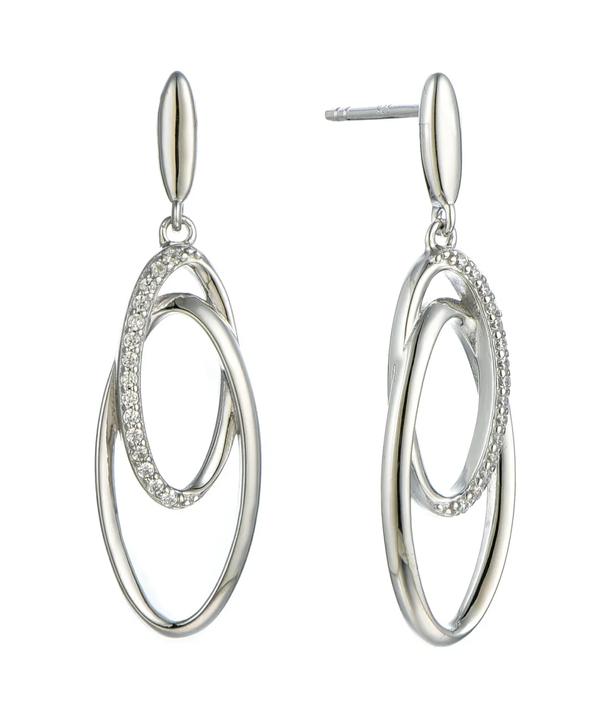 Φωτογραφία προϊόντος: Peach Jewelry Σκουλαρίκια Laura Ασήμι 925 Ρόδιο Κρεμαστά Οβάλ Με Ζιρκόνια