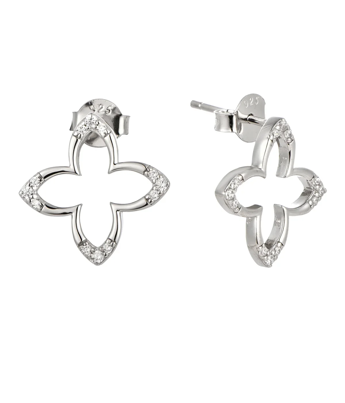 Φωτογραφία προϊόντος: Peach Jewelry Σκουλαρίκια Laura Ασήμι 925 Ρόδιο Λουλούδι Σταυρός Με Ζιρκόνια