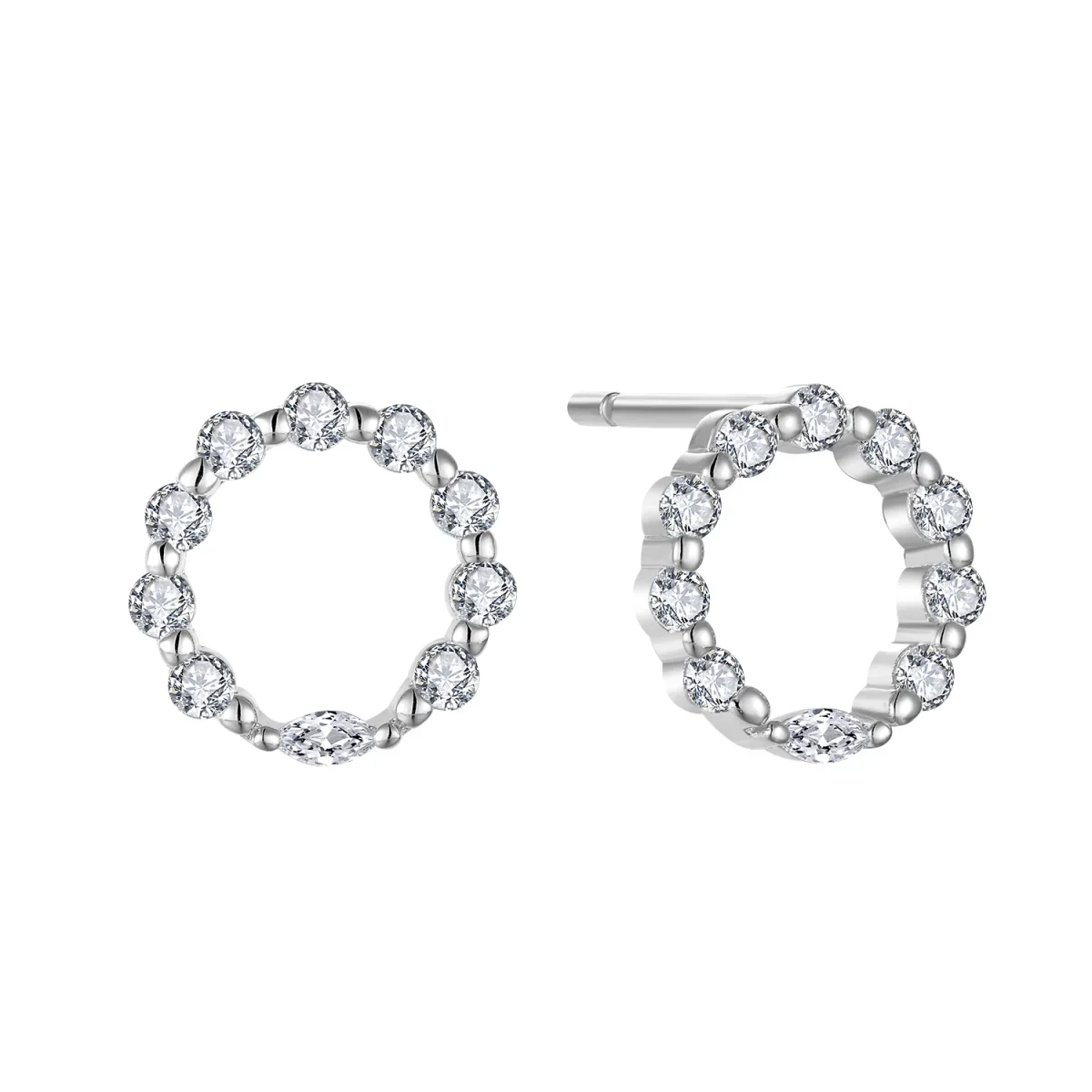 Φωτογραφία προϊόντος: Peach Jewelry Σκουλαρίκια Laura Ασήμι 925 Ρόδιο Κυκλικά Με Ζιρκόνια
