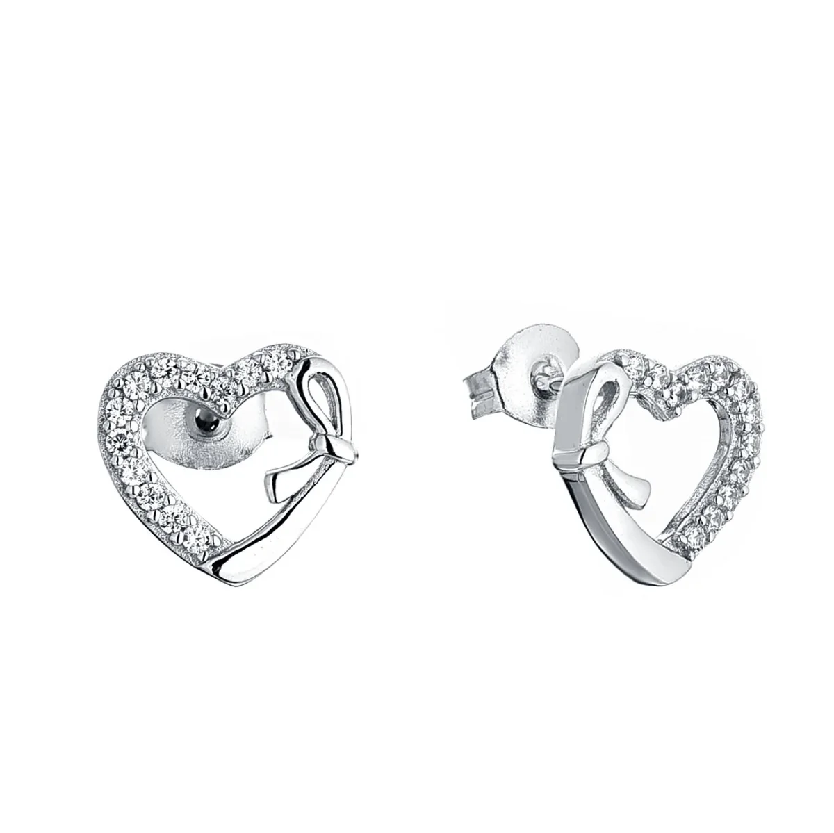 Φωτογραφία προϊόντος: Peach Jewelry Σκουλαρίκια Laura Ασήμι 925 Ρόδιο Κορδέλα Καρδιά Με Ζιρκόνια