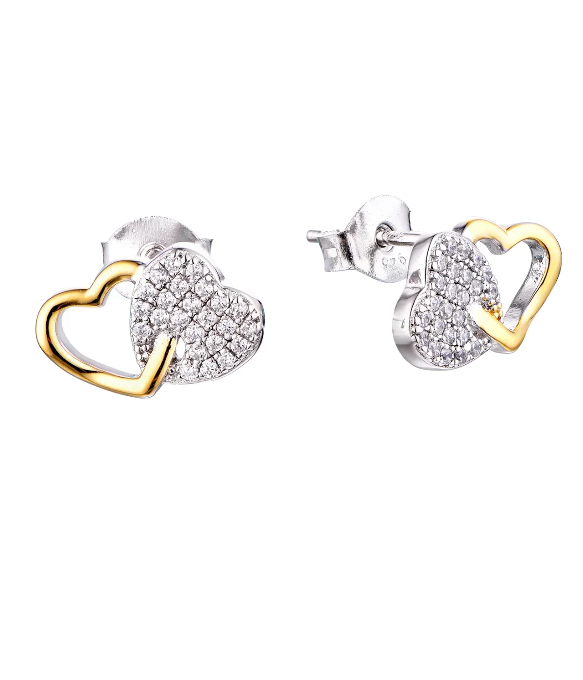 Φωτογραφία προϊόντος: Peach Jewelry Peach Jewlry Σκουλαρίκια Laura Ασήμι 925 Καρδιές Με Ζιρκόνια Επιχρυσωμένα 18Κ