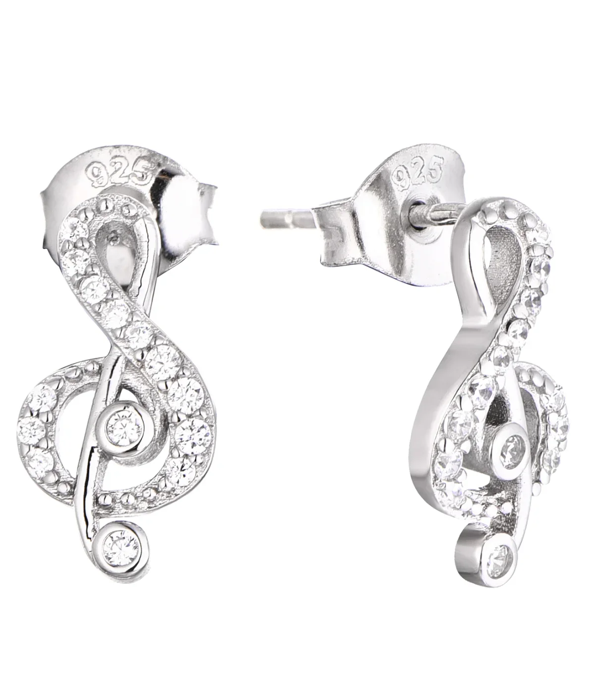 Φωτογραφία προϊόντος: Peach Jewelry Σκουλαρίκια Laura Ασήμι 925 Ρόδιο Μουσική Νότα Με Ζιρκόνια