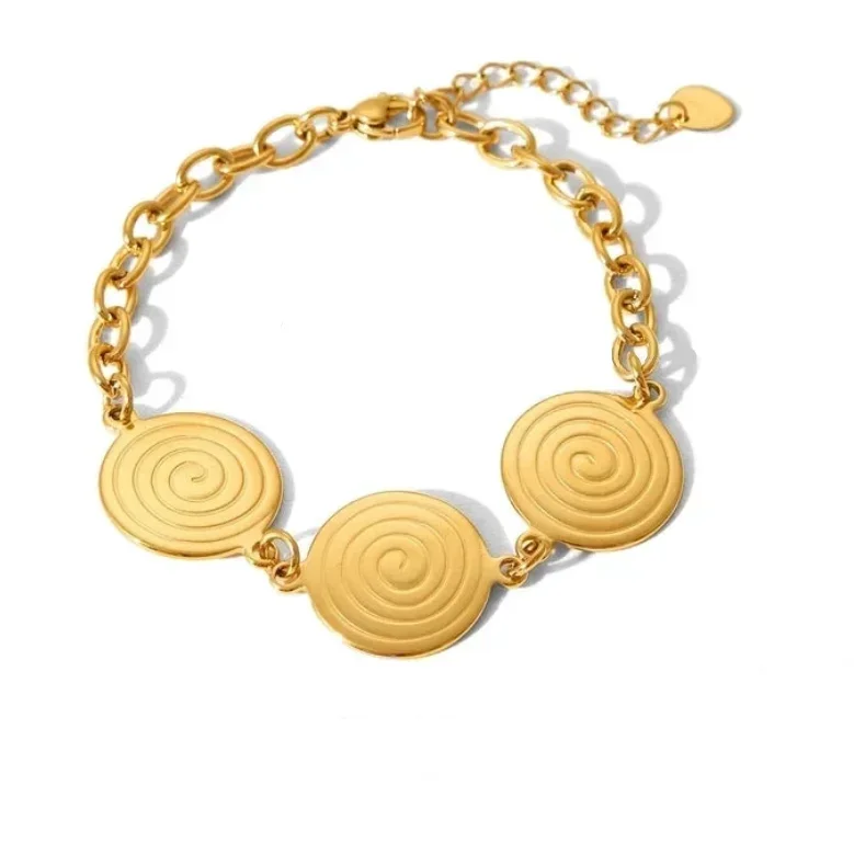 Φωτογραφία προϊόντος: Peach Jewelry Βραχιόλι, Round Spira από Ανοξείδωτο Ατσάλι 304 & 316 και Τιτάνιο με Επίχρυση 18K Επικάλυψη