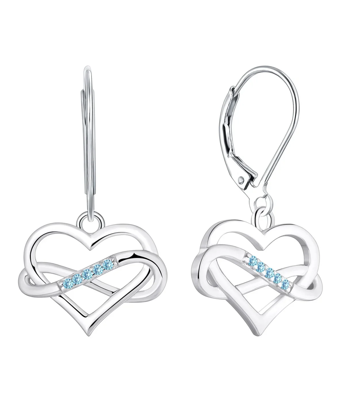 Φωτογραφία προϊόντος: Peach Jewelry Σκουλαρίκια Laura Ασήμι 925 Ρόδιο Καρδιά Με Γαλάζια Ζιρκόνια