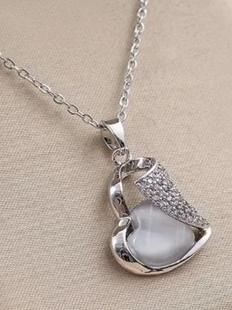 Φωτογραφία προϊόντος: Peach Jewelry Κολιέ Ασημί Καρδιά Με Ζιργκον από Ανοξείδωτο Ατσάλι 316