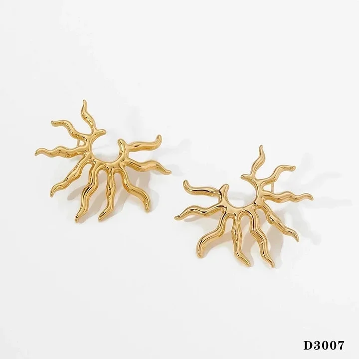 Φωτογραφία προϊόντος: Peach Jewelry Σκουλαρίκια Ήλιος Χρυσό χρώμα από Ανοξείδωτο Ατσάλι 316 Επιχρυσωμένα 16K