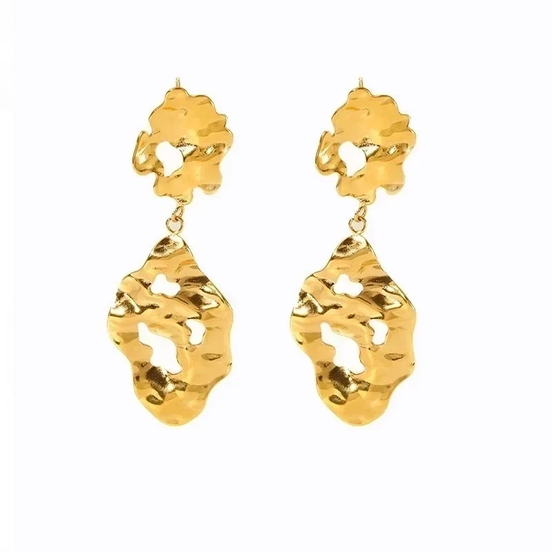 Φωτογραφία προϊόντος: Peach Jewelry Σκουλαρίκια Ακανόνιστα Βιντάζ Μονόχρωμα από 304 Ανοξείδωτο Ατσάλι Επιχρυσωμένα 18K