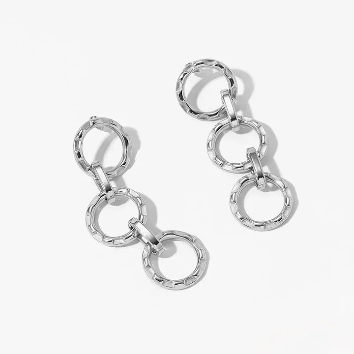 Φωτογραφία προϊόντος: Peach Jewelry Σκουλαρίκια Ασημί Μοντέρνα Κυκλική Σύνθεση από 316 Ανοξείδωτο Ατσάλι Επιχρυσωμένα Με Λευκόχρυσο 16K