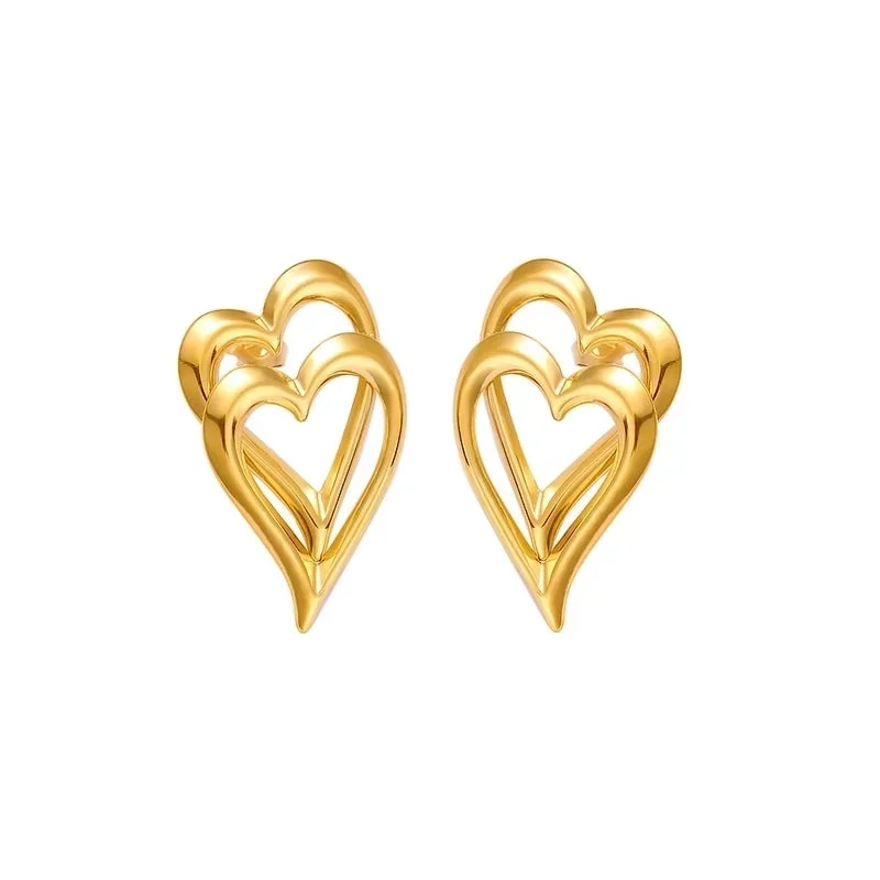 Φωτογραφία προϊόντος: Peach Jewelry Σκουλαρίκια Καρδιά για Διακοπές και Καθημερινή χρήση από 304 & 316 Ανοξείδωτο Ατσάλι Επιχρυσωμένα 18K