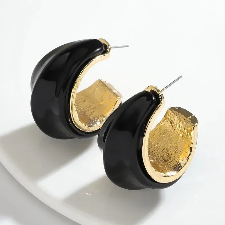 Φωτογραφία προϊόντος: Peach Jewelry Σκουλαρίκια Σχήμα C Κλασικό Μινιμαλιστικό Βιντάζ με Επάργυρη Επένδυση Κεραμικά Κ και Επιχρυσωμένα