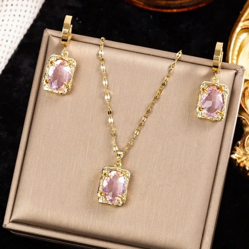 Φωτογραφία προϊόντος: Peach Jewelry Σκουλαρίκια Ορθογώνια με Ζιργκόν από 316 Ανοξείδωτο Ατσάλι