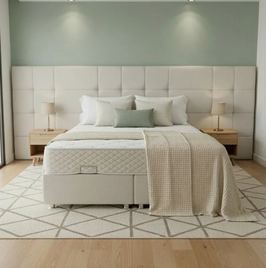 Φωτογραφία προϊόντος: e-decor Κρεβάτι διπλό με κεφαλάρι που μετατρεπόμενο σε δυο μονά με αποθηκευτικό χώρο - Ύφασμα / Ξύλο - 240Μx215Πx120Υ