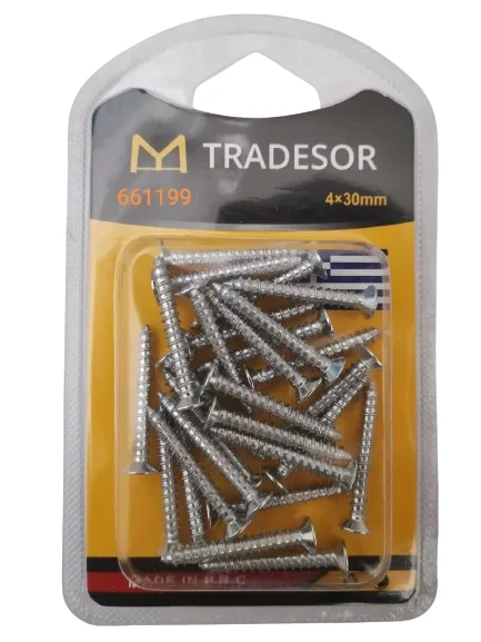 Φωτογραφία προϊόντος: Tradesor Βίδες - 4X30mm - Σετ 12 πακέτα - 661199